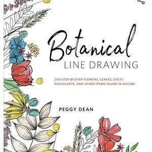 Botanical Line Drawing 200 Step-by-step cacti, leaves, flowers, succulents